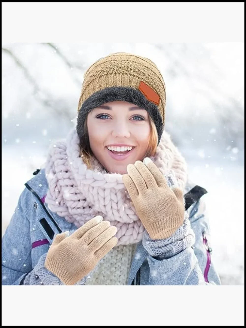 72-Piece Winter Hat Scarf Gloves Set Fleece Lined Beanie Touchscreen Gloves